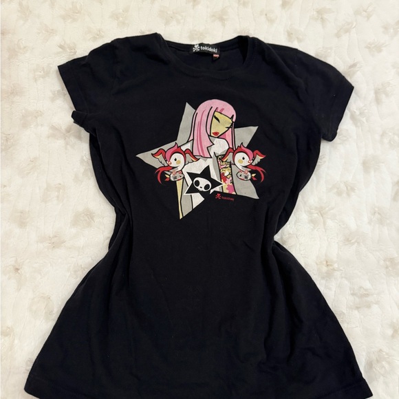 tokidoki Black Tee with Colorful Graphic - Picture 2 of 5